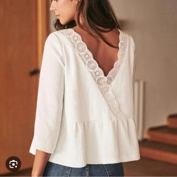 Sezane Tops - Sezane Cream Asymmetrical Peplum Blouse